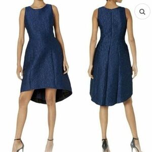 *NEW* HALSTON Heritage Indigo Floral
Jacquard Sleeveless High/Low Cocktail Dress